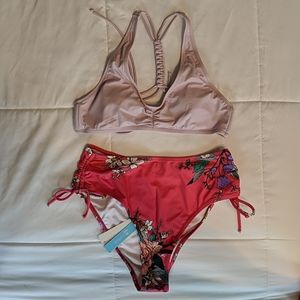 Cupshe Light Purple and Floral Braided Back Bikini